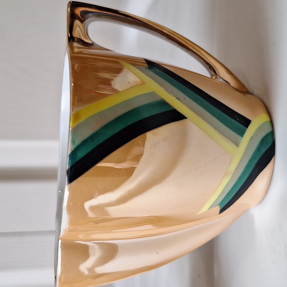 Vintage Okwan China made in Japan - handpainted peach gold lustre with design - Picture 6 of 9